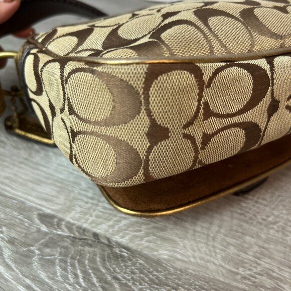 Coach 1495 2004 Special Edition Bronze Signature Logo Hobo Shoulder Bag - Picture 6 of 8